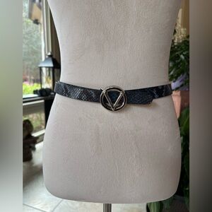 Valentino By Mario Valentino Black Snakeskin Belt